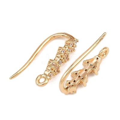 Brass Micro Pave Clear Cubic Zirconia Triangle Earring Hooks KK-A274-12G-1
