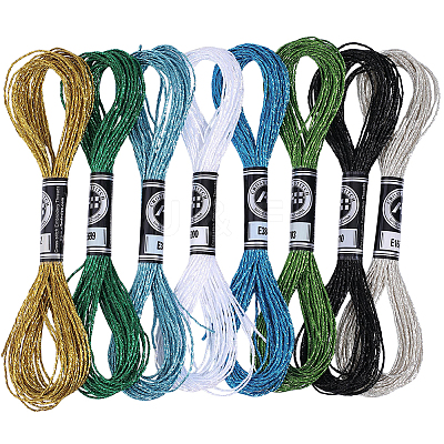 8 Skeins 8 Colors 12-Ply Metallic Polyester Embroidery Floss OCOR-CY0004-56B-1