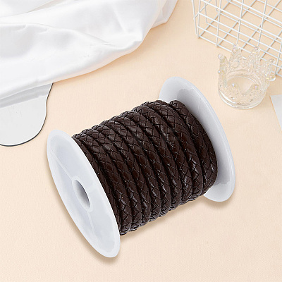 1 Roll Round Braided Cowhide Leather Cord NWIR-CL0001-01A-1