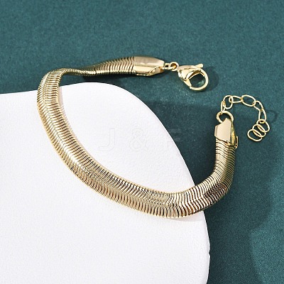 Brass Snake Chain Bracelets for Women BJEW-C140-25G-1
