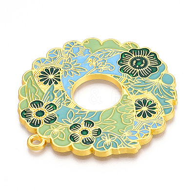 Rack Plating Alloy Enamel Big Pendants ENAM-N056-394E-G-1