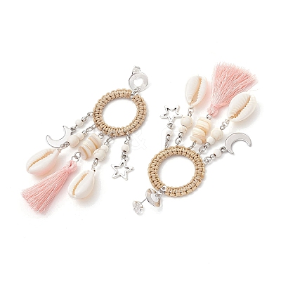 3 Pairs Shell Stud Earrings EJEW-TA00615-1