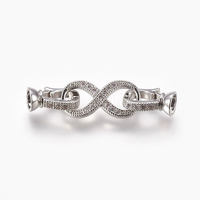 Brass Micro Pave Cubic Zirconia Fold Over Clasps KK-P164-13P-1