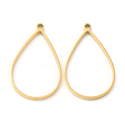304 Stainless Steel Open Back Bezel Teardrop Pendants STAS-Z040-11A-G-1