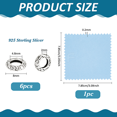 6Pcs 925 Sterling Silver European Beads STER-PH0004-79-1