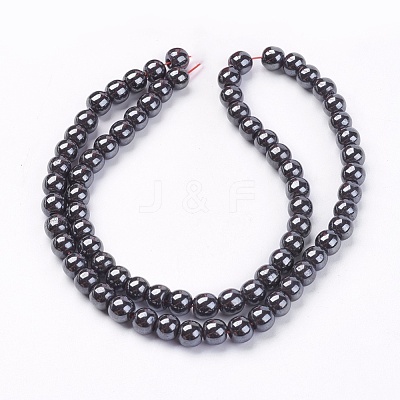 Non-Magnetic Synthetic Hematite Beads Strands G-H1624-6mm-2-1