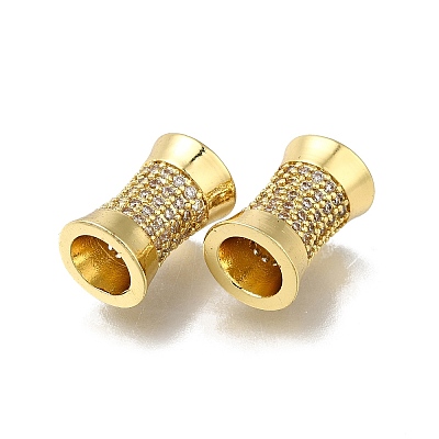Brass Micro Pave Clear Cubic Zirconia European Beads ZIRC-I070-048G-1
