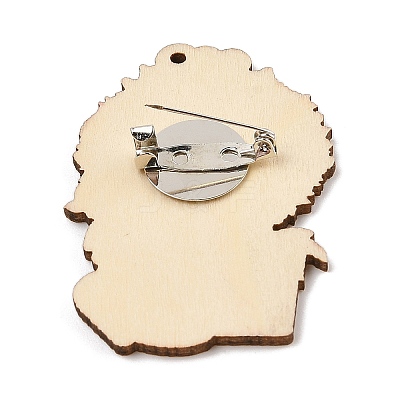 Christmas Theme Wood Printed Brooches for Women JEWB-Z029-01E-1