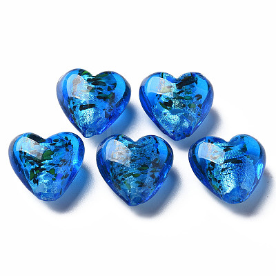 Handmade Lampwork Silver Foil Glass Beads FOIL-T005-01-M-1