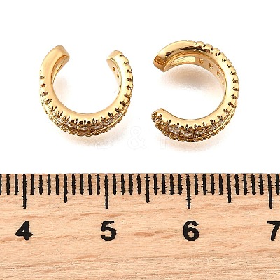Brass Micro Pave Clear Cubic Zirconia Cuff Earrings EJEW-F370-37G-1