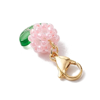 Flower Glass Seed Beads Beaded Pendant Decorations HJEW-MZ00195-1