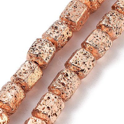 Electroplated Natural Lava Rock Beads Strands G-H303-A10-RG02-1