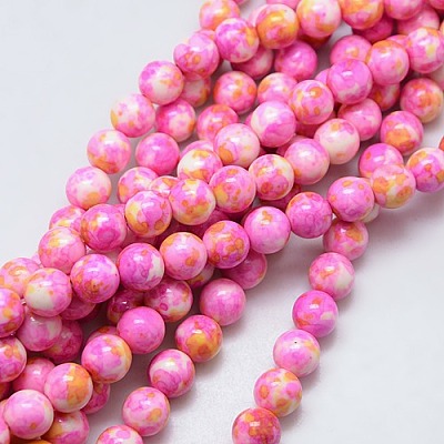 Synthetic Ocean White Jade Beads Strands G-L019-8mm-02-1