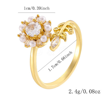 Brass Micro Pave Cubic Zirconia Rotating Cuff Open Rings WG7EBE6-04-1