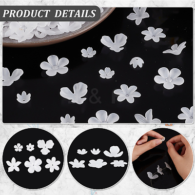 300Pcs 6 Style Transparent Acrylic Bead Caps OACR-HY0001-11-1
