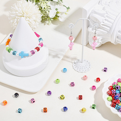 800Pcs 2 Styles Cross Theme Acrylic Beads MACR-PA0001-45B-1