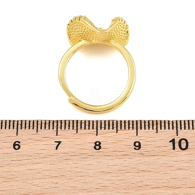 Flower Brass Micro Pave Cubic Zirconia & Enamel Cuff Ring Settings KK-CBAC351-06G-01-1