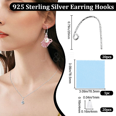 10 Pairs 925 Sterling Silver Earring Hooks STER-BBC0006-88-1