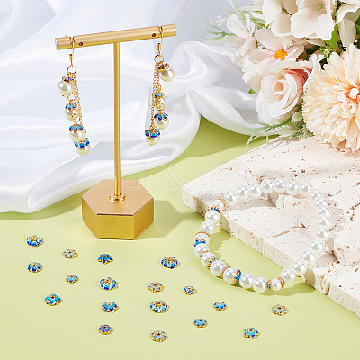 48Pcs 8 Styles Brass Enamel Bead Caps KK-PH0014-51-1