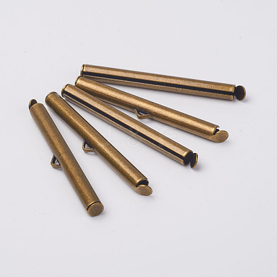 Brass Slide On End Clasp Tubes KK-P031-11AB-1