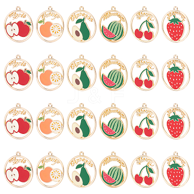 24Pcs 6 Style Alloy Enamel Pendants ENAM-NB0001-76-NR-1