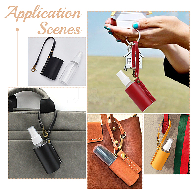 5Pcs 5 Colors Plastic Hand Sanitizer Bottle with PU Leather Cover KEYC-WR0001-34-1