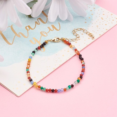 Dyed Natural Agate Beaded Bracelets BJEW-JB05932-1