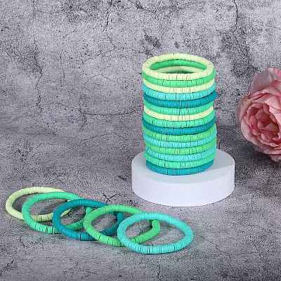 20Pcs 5 Colors Polymer Clay Heishi Surfer Stretch Bracelets Set BJEW-SW00132-1