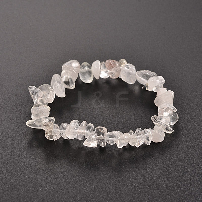 Chips Natural Quartz Crystal Beaded Stretch Bracelets X-BJEW-JB01826-05-1