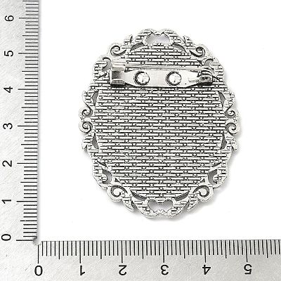 Vintage Tibetan Alloy Brooch Cabochon Bezel Settings PALLOY-O037-08AS-1