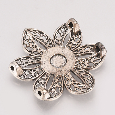 Tibetan Style Alloy Cabochon Connector Settings X-TIBE-T011-77AS-LF-1