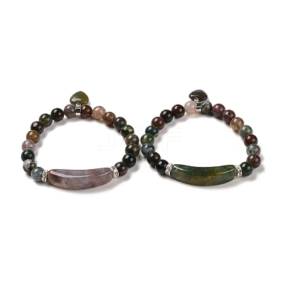 Natural Indian Agate Beads Charm Bracelets BJEW-K164-B10-1