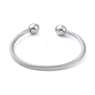 304 Stainless Steel Cuff Bangles BJEW-M284-12-1