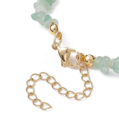 Natural Green Aventurine Chip Beaded Necklace NJEW-JN04616-14-1