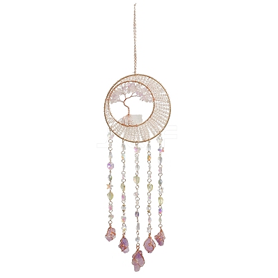 Tree of Life Natural Agate & Natural Crystal Chips Hanging Suncatchers RN-CBA387D-02G-1