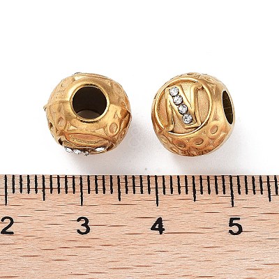 Ion Plating(IP) 304 Stainless Steel Rhinestone European Beads STAS-A092-10N-G-1