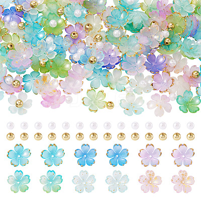 160Pcs 8 Styles Acrylic Bead Caps OACR-TA0004-53A-1