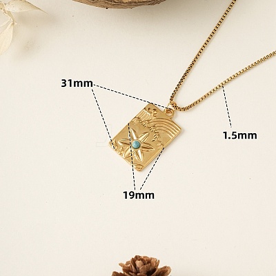 304 Stainless Steel & Synthetic Turquoise Pendant Necklaces for Women WGA2F7A-01-1