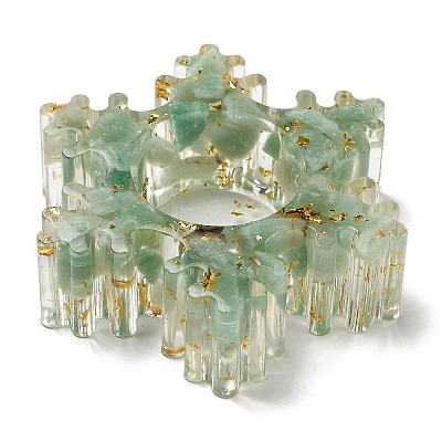 Natural Green Aventurine & Resin Candle Holder Molds DJEW-H012-02B-1