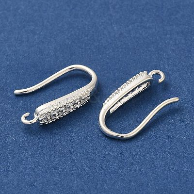 Rack Plating Brass Micro Pave Clear Cubic Zirconia Earring Hooks KK-A231-11S-1
