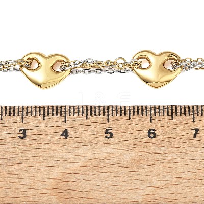 Two Tone 304 Stainless Steel Heart Link Chain Necklaces for Women NJEW-A074-09GP-1