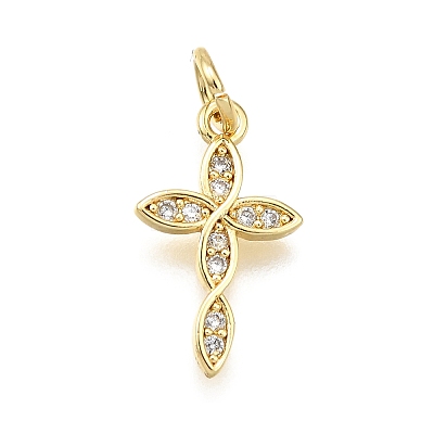 Brass Micro Pave Cubic Zirconia Pendants X-KK-Z100-41G-03-1