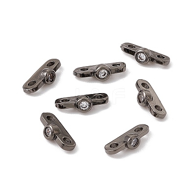 Rack Plating Brass Pave Clear Cubic Zirconia Connector Charms KK-G433-04B-1