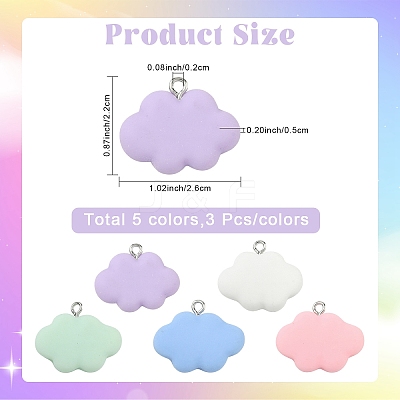 15Pcs 5 Colors Resin Pendants RESI-YW0005-57-1