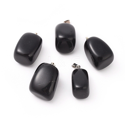 Natural Dyed & Heated Black Agate Pendants G-k302-B16-1