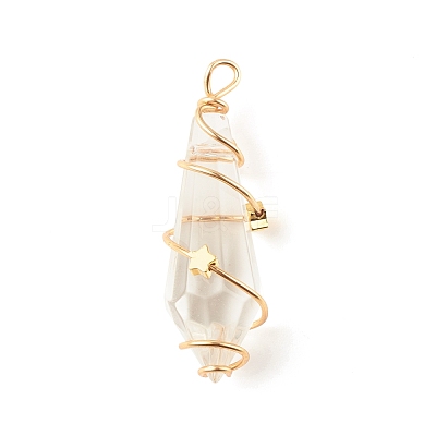 Faceted Glass Pendants PALLOY-JF01594-1