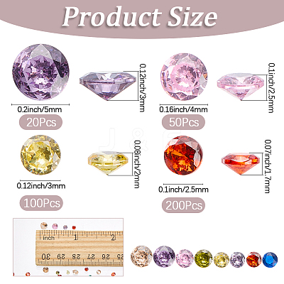 370Pcs 4 Styles Cubic Zirconia Cabochons ZIRC-SP0001-14-1