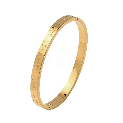 Engraved 304 Stainless Steel Hinged Bangles for Women BJEW-K307-01G-1