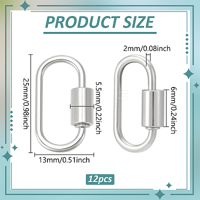 12Pcs Alloy Screw Carabiner Lock Charms FIND-UN0010-22P-1