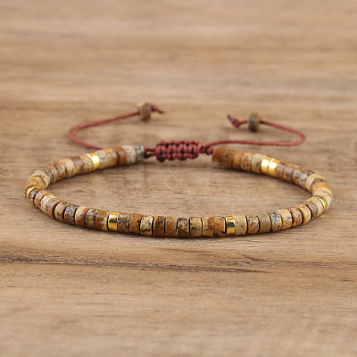 Natural Picture Jasper Beaded Braided Bracelets QH4784-4-1